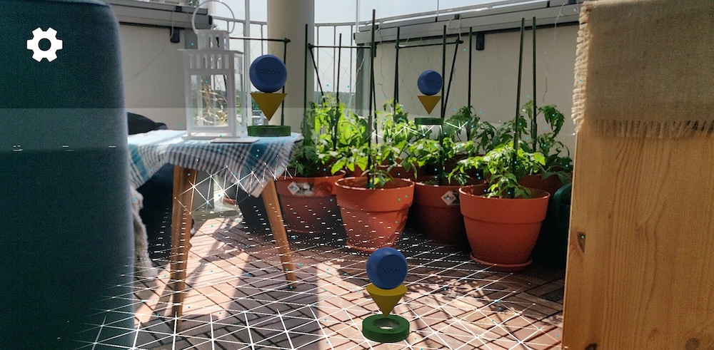 virtual objects anchored to the planes