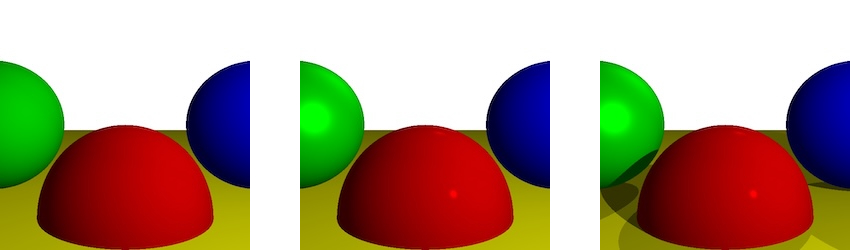 diffuse reflection, specular reflection, shadows