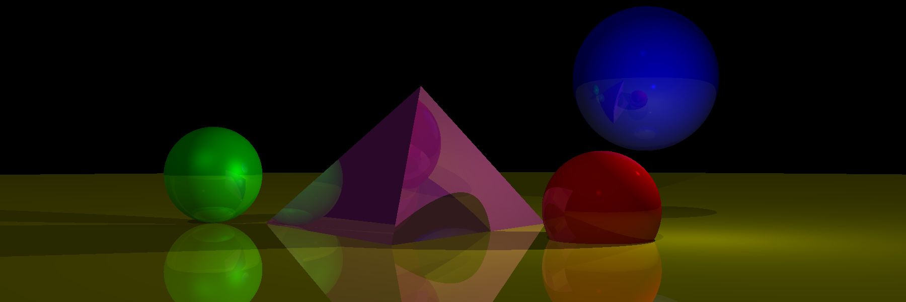 a scene with spheres and triangles
